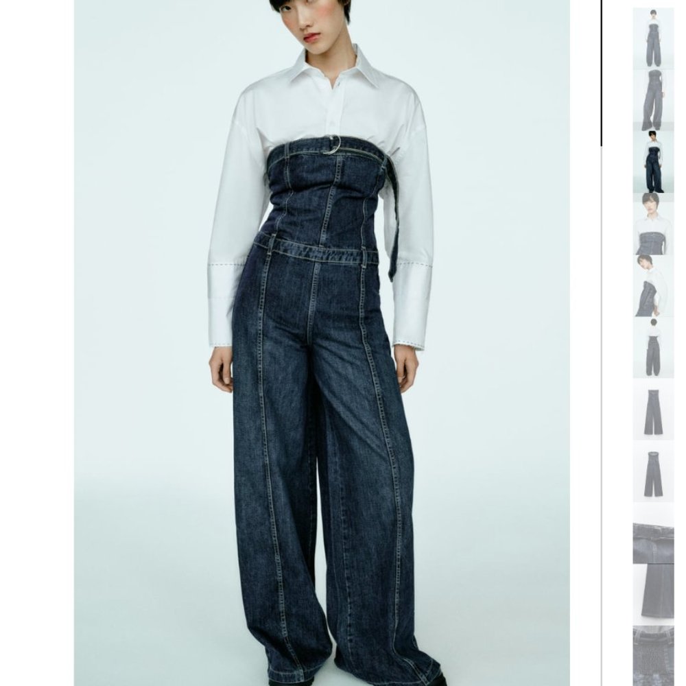 ZARA STRAPLESS TRF DENIM DRESS